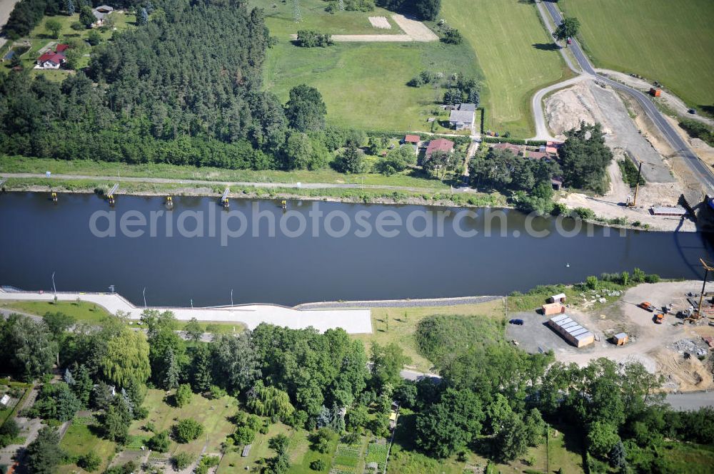 Wusterwitz from above - Blick auf den Verlauf des Elbe-Havel-Kanal im Bereich Wusterwitz von Süd nach Nord gesehen. View of the course of the Elbe-Havel canal at Wusterwitz seen from south to north.