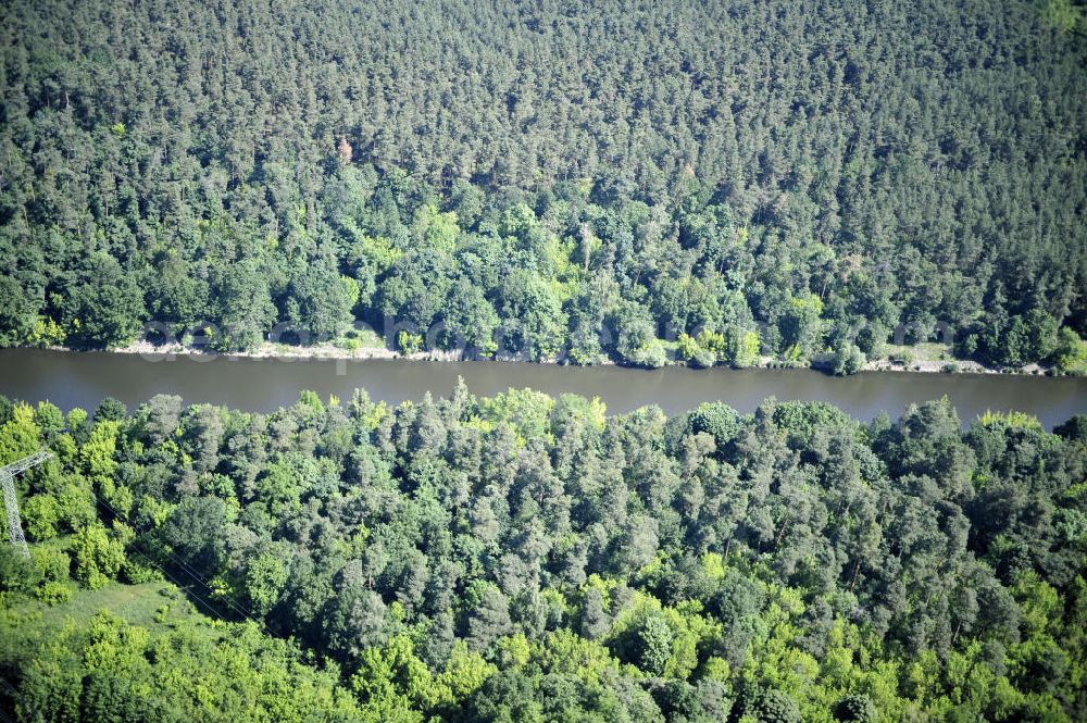 Aerial photograph Wusterwitz - Blick auf den Verlauf des Elbe-Havel-Kanal im Bereich Wusterwitz von Süd nach Nord gesehen. View of the course of the Elbe-Havel canal at Wusterwitz seen from south to north.