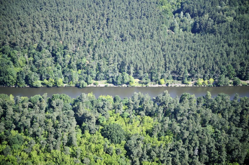 Wusterwitz from above - Blick auf den Verlauf des Elbe-Havel-Kanal im Bereich Wusterwitz von Süd nach Nord gesehen. View of the course of the Elbe-Havel canal at Wusterwitz seen from south to north.