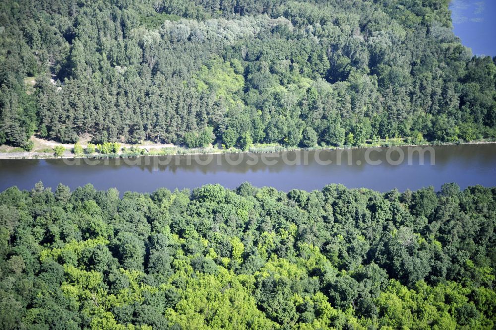 Wusterwitz from above - Blick auf den Verlauf des Elbe-Havel-Kanal im Bereich Wusterwitz von Süd nach Nord gesehen. View of the course of the Elbe-Havel canal at Wusterwitz seen from south to north.