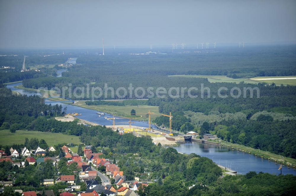 Wusterwitz from above - Blick auf den Verlauf des Elbe-Havel-Kanal im Bereich Wusterwitz von Süd nach Nord gesehen. View of the course of the Elbe-Havel canal at Wusterwitz seen from south to north.