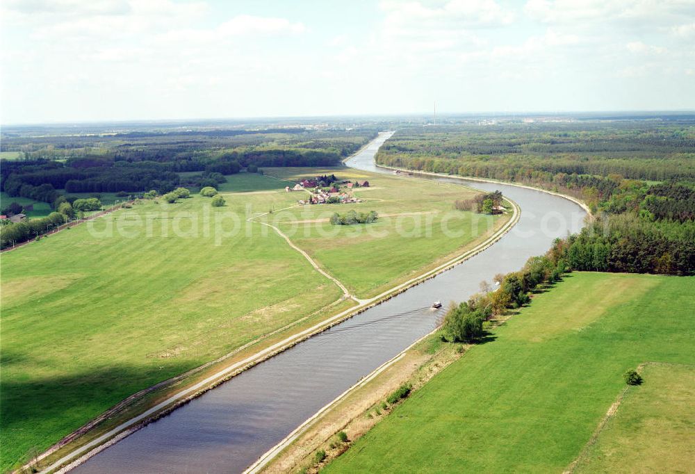 Aerial image Wusterwitz / BRB - Verlauf des Elbe-Havel-Kanales westlich von Wusterwitz - Ausgleichs- und Ersatzmaßnahmen am Wasserstraßenkreuz Magdeburg / Elbe-Havel-Kanal. Ein Projekt des Wasserstraßenneubauamtes Magdeburg