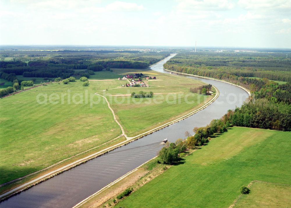 Aerial photograph Wusterwitz / BRB - Verlauf des Elbe-Havel-Kanales westlich von Wusterwitz - Ausgleichs- und Ersatzmaßnahmen am Wasserstraßenkreuz Magdeburg / Elbe-Havel-Kanal. Ein Projekt des Wasserstraßenneubauamtes Magdeburg