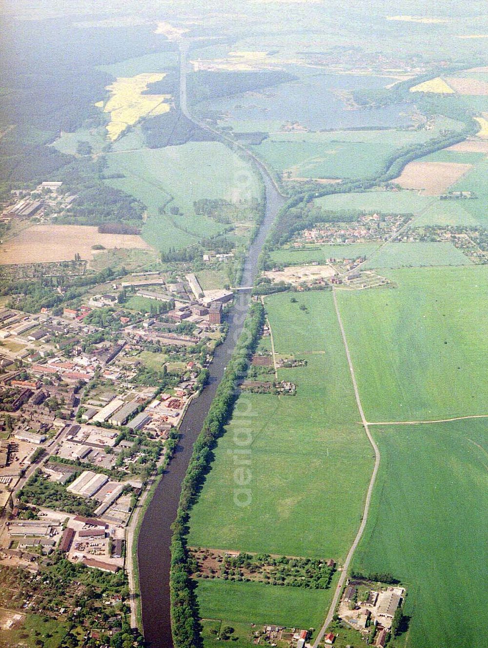 Aerial image Zerben - Verlauf des Elbe -Havel - Kanals bei Zerben