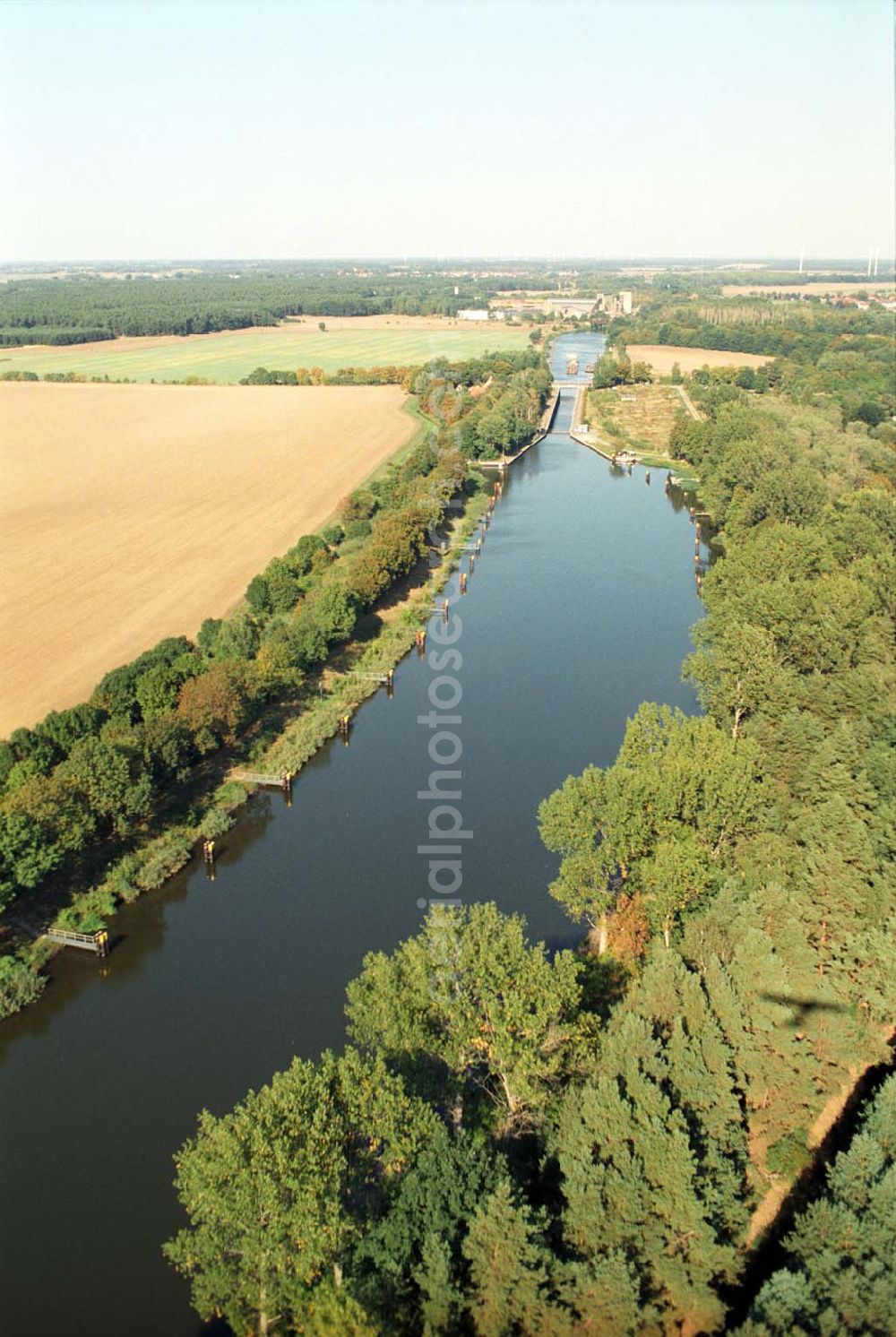 Zerben from above - Blick auf die Schleuse Zerben am Elbe-Havel-Kanal.