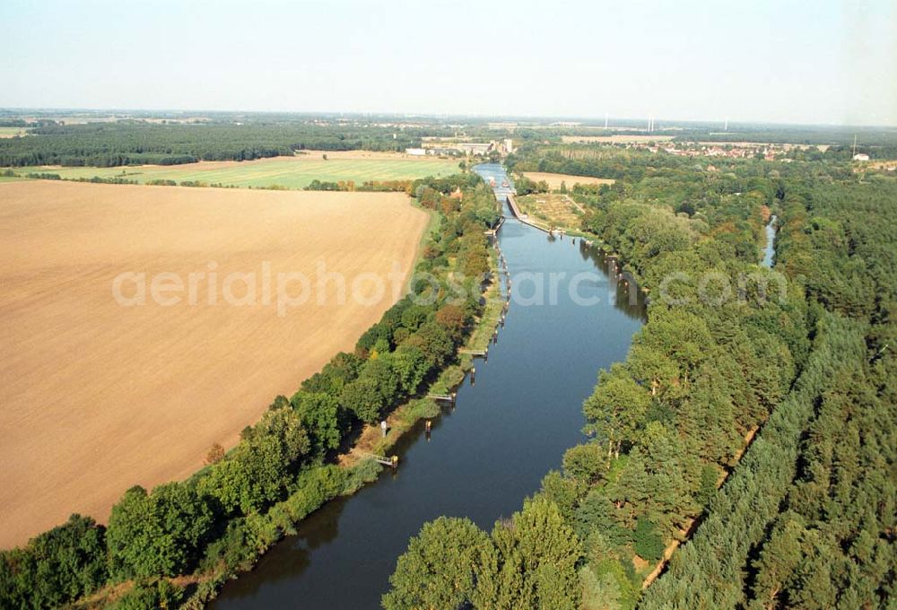 Aerial photograph Zerben - Blick auf die Schleuse Zerben am Elbe-Havel-Kanal.