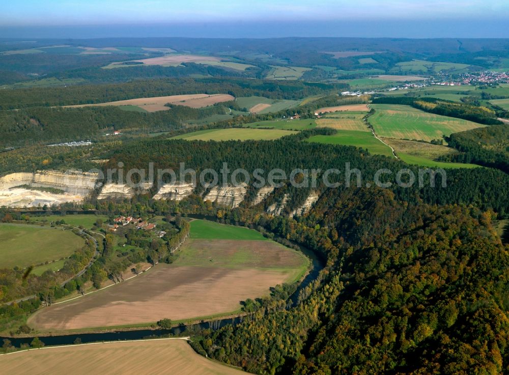 Aerial image Ebenau - Course of the river bed of the river Werra in Ebenau (Creuzburg) in Thuringia