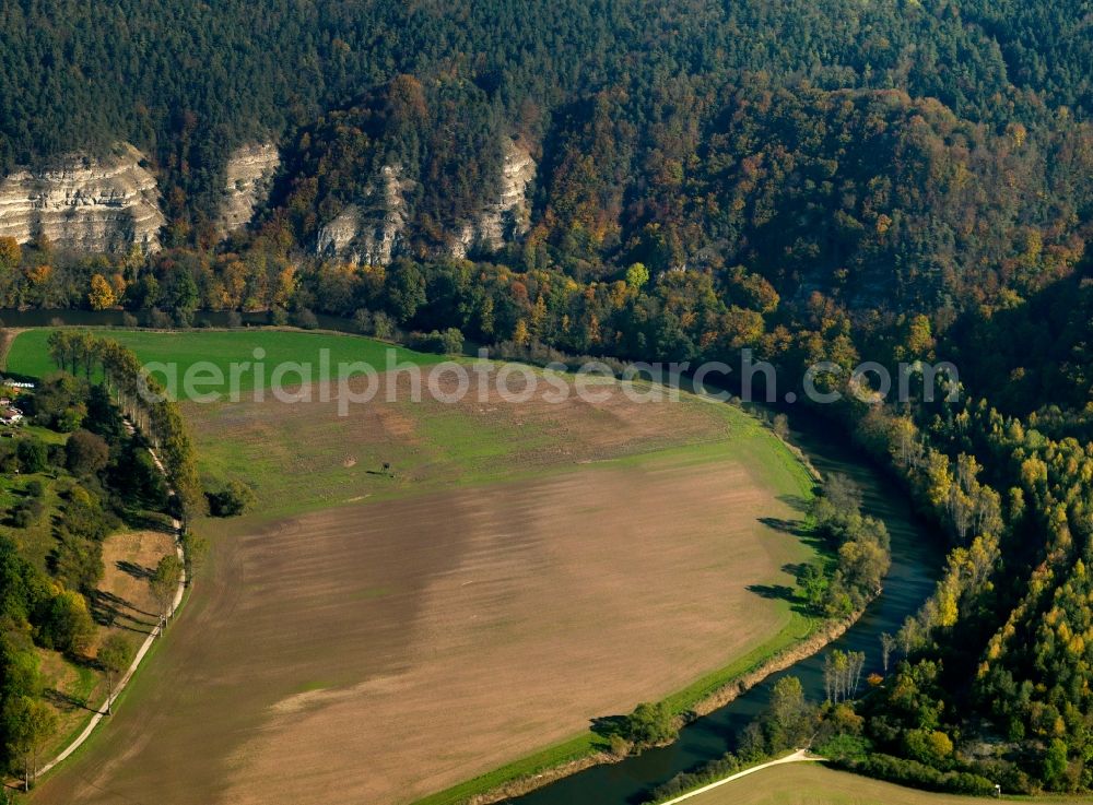 Ebenau from above - Course of the river bed of the river Werra in Ebenau (Creuzburg) in Thuringia