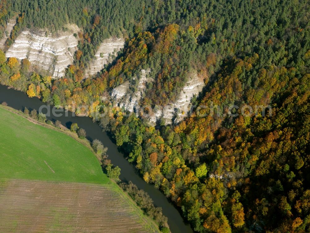 Aerial image Ebenau - Course of the river bed of the river Werra in Ebenau (Creuzburg) in Thuringia