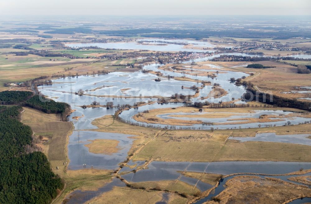 Aerial image Premnitz - River Havel near Premnitz in the state Brandenburg