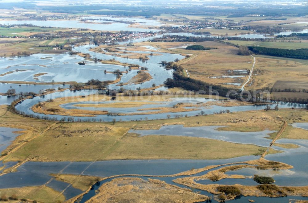 Premnitz from above - River Havel near Premnitz in the state Brandenburg