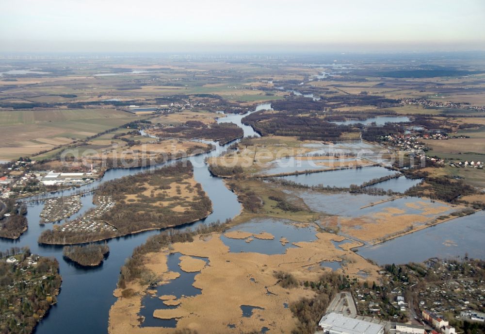 Premnitz from the bird's eye view: River Havel near Premnitz in the state Brandenburg