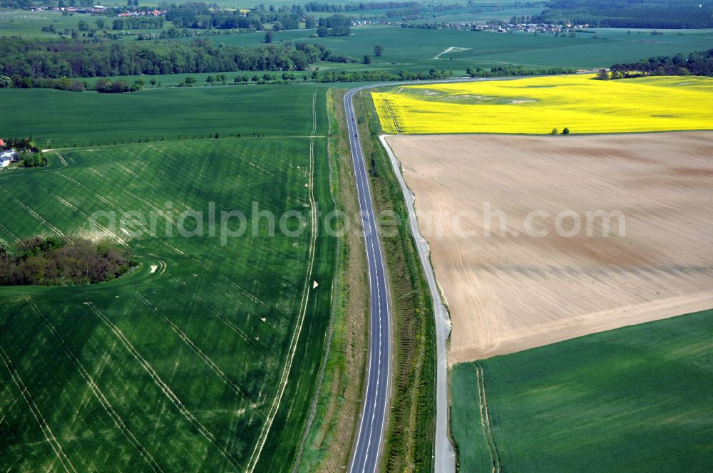 PASSOW from above - Verlauf der Ortsumfahrung der Bundesstrasse B 168 bei Passow. Landesbetrieb Straßenwesen Brandenburg (