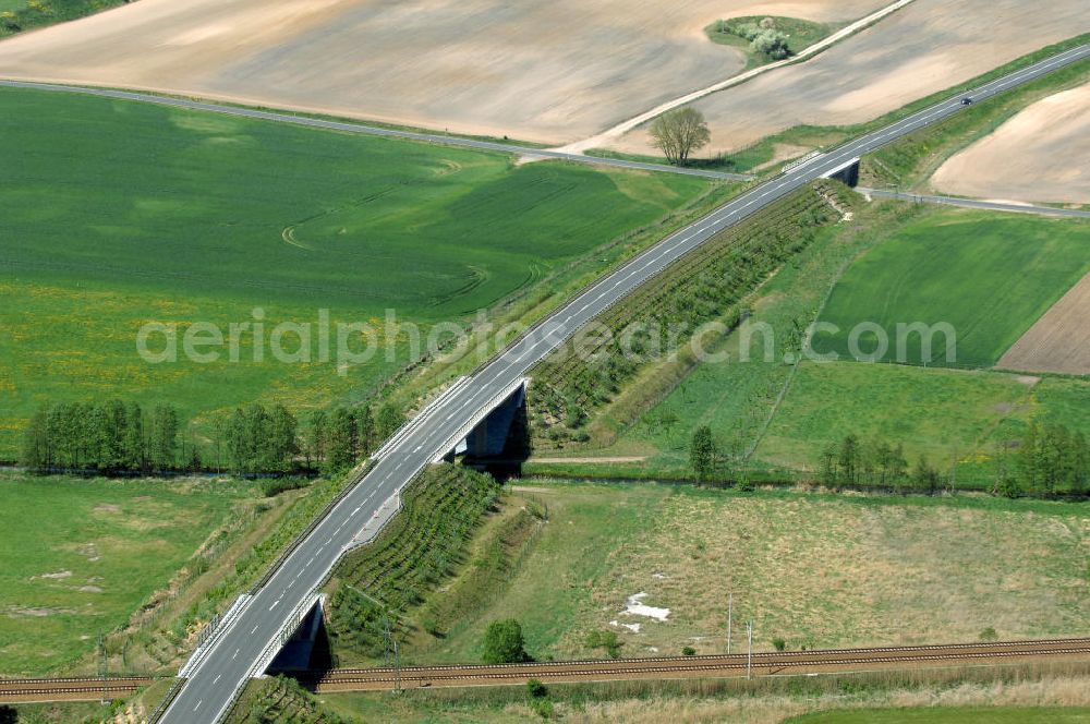 PASSOW from above - Verlauf der Ortsumfahrung der Bundesstrasse B 168 bei Passow. Landesbetrieb Straßenwesen Brandenburg (