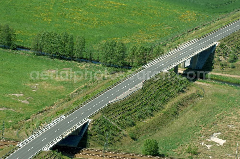 Aerial image PASSOW - Verlauf der Ortsumfahrung der Bundesstrasse B 168 bei Passow. Landesbetrieb Straßenwesen Brandenburg (