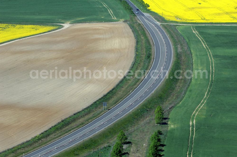 PASSOW from above - Verlauf der Ortsumfahrung der Bundesstrasse B 168 bei Passow. Landesbetrieb Straßenwesen Brandenburg (