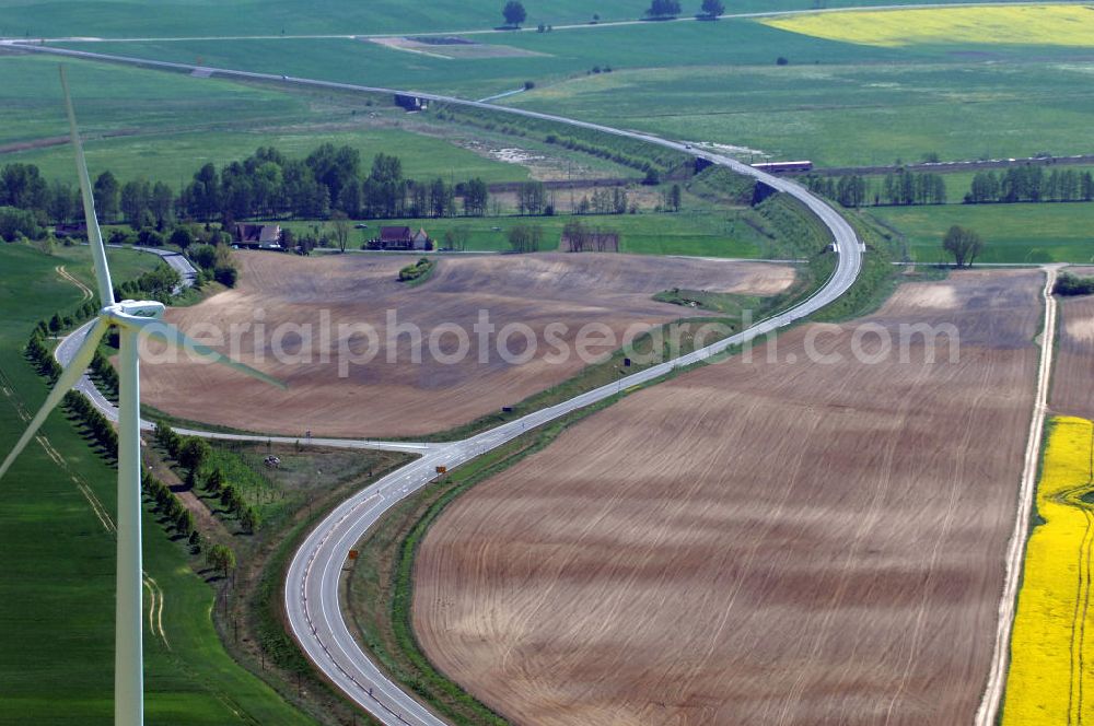 PASSOW from above - Verlauf der Ortsumfahrung der Bundesstrasse B 168 bei Passow. Landesbetrieb Straßenwesen Brandenburg (