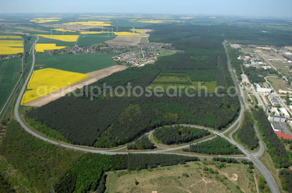 Aerial image SCHWEDT / ODER - Verlauf der Ortsumfahrung der Bundesstrasse B 2 und B166 westlich der Stadtgrenze zu Schwedt / Oder. Landesbetrieb Straßenwesen Brandenburg (