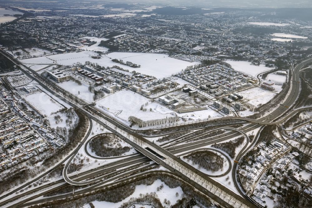 Aerial image Dortmund - Course of the A40, B1, big road junction B236n in Dortmund in North Rhine-Westphalia