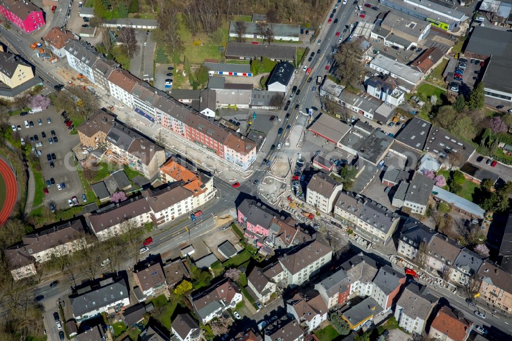 Witten from the bird's eye view: Road over the crossroads Ardeystrasse corner Husemannstrasse in the district Bommern in Witten in the state North Rhine-Westphalia