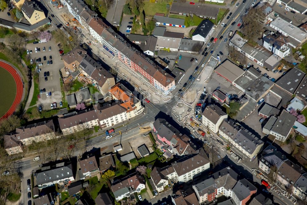 Aerial image Witten - Road over the crossroads Ardeystrasse corner Husemannstrasse in the district Bommern in Witten in the state North Rhine-Westphalia