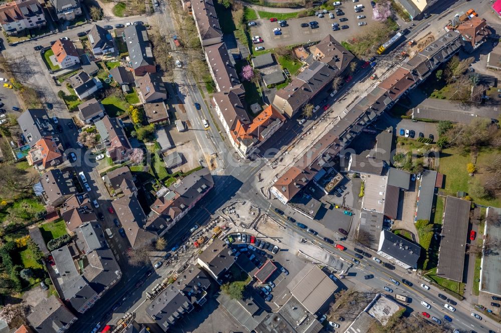 Aerial image Witten - Road over the crossroads Ardeystrasse corner Husemannstrasse in the district Bommern in Witten in the state North Rhine-Westphalia