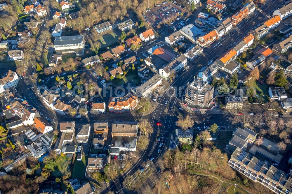 Aerial photograph Bochum - Road over the crossroads Kemnader street, Heinrich-Koenig-street and Mark street in Bochum in the state North Rhine-Westphalia