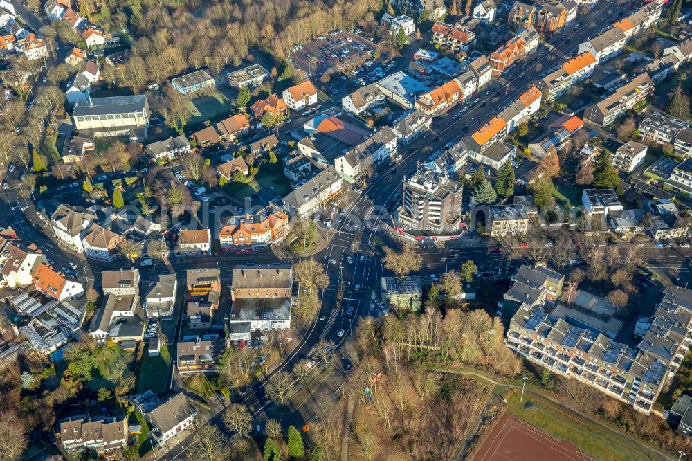 Bochum from above - Road over the crossroads Kemnader street, Heinrich-Koenig-street and Mark street in Bochum in the state North Rhine-Westphalia