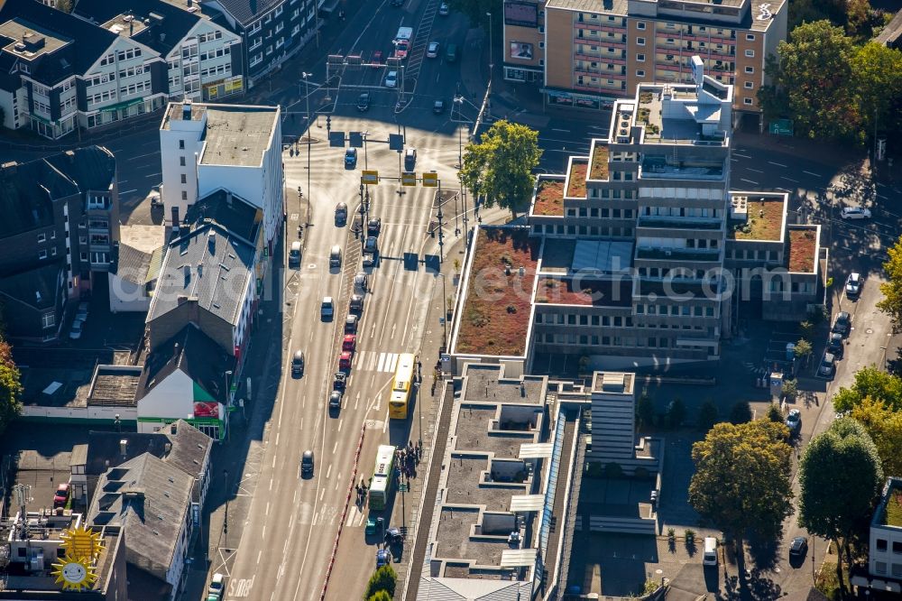 Aerial photograph Siegen - Road over the crossroads of the Koblenzer street and Berliner street in Siegen in the state North Rhine-Westphalia