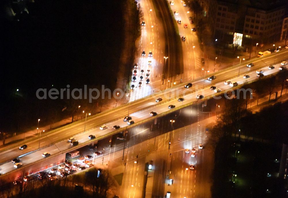 Aerial image München - night view Road over the crossroads Landshuter Allee - Dachauer Strasse in Munich in the state Bavaria