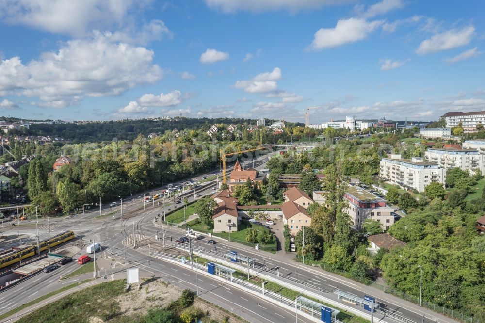 Stuttgart from above - Road over the crossroads der B 10 in Stuttgart in the state Baden-Wuerttemberg