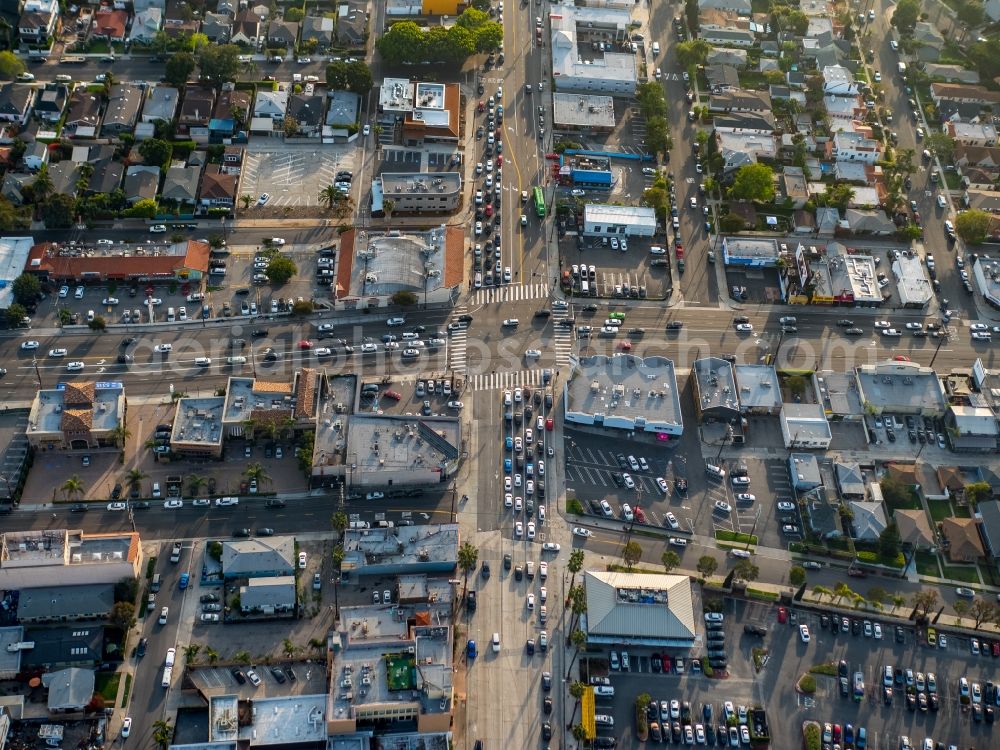 Marina del Rey from above - Traffic at the intersection of Washington Blvd and Lincoln Blvd in Marina del Rey in California, USA