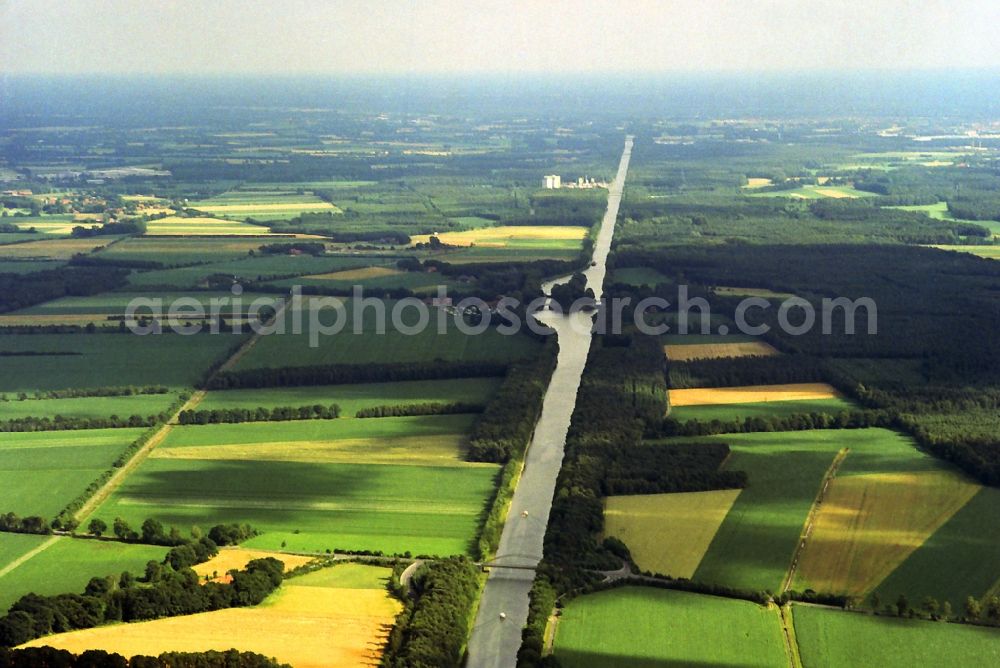 Aerial image Venhaus - Course of the waterway of the river Dortmund-Ems Canal at Venhaus in Lower Saxony