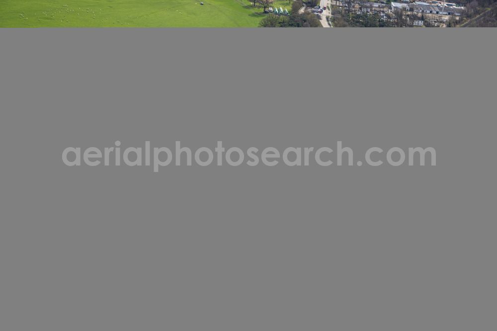 Wesel from the bird's eye view: Construction site with earthworks for relocation, relocation and redesign of the shore areas along the mouth of the river Lippe in Wesel in the Ruhr area in the state of North Rhine-Westphalia, Germany