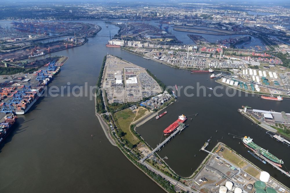 Aerial photograph Hamburg - Different Types of hubs at the Southern Elbe in the port of Hamburg. A project of the Hamburg Port Authority HPA