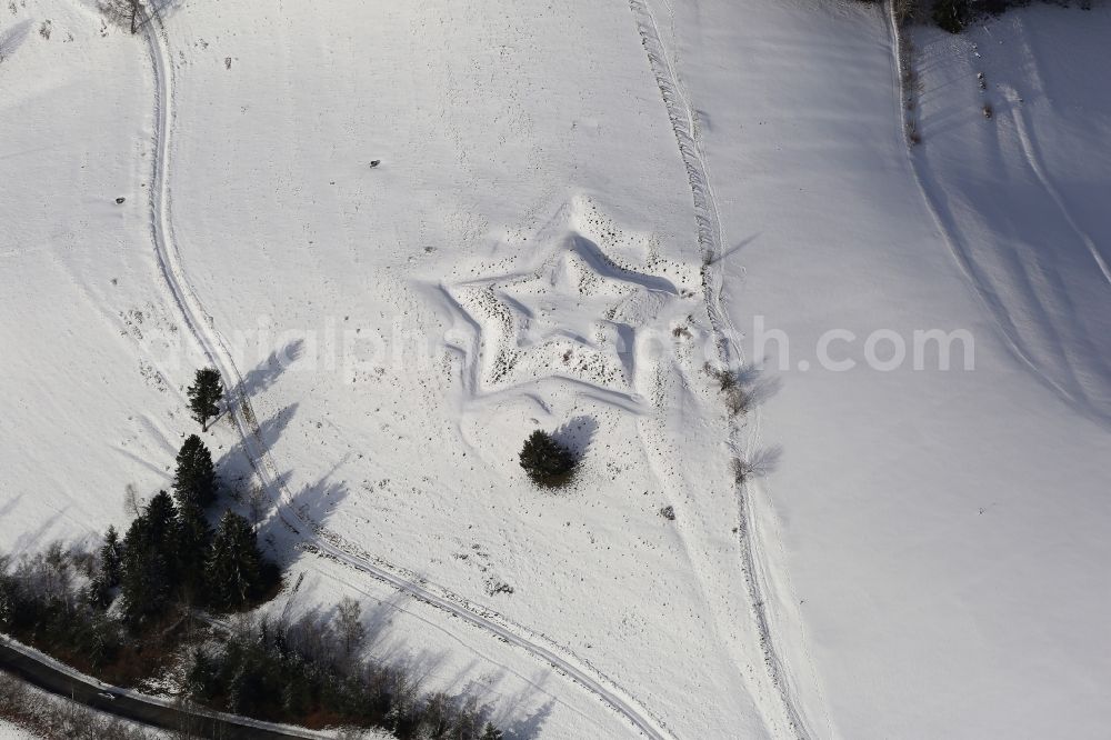 Kleines Wiesental from the bird's eye view: As a star, the remains of the fortifications in Small Wiesental show in the state of Baden-Wuerttemberg Black Forest