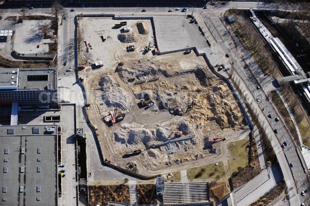 Aerial image Berlin - Demolition work of the former Germany Halle Jaffeystraße on the fairgrounds in Charlottenburg