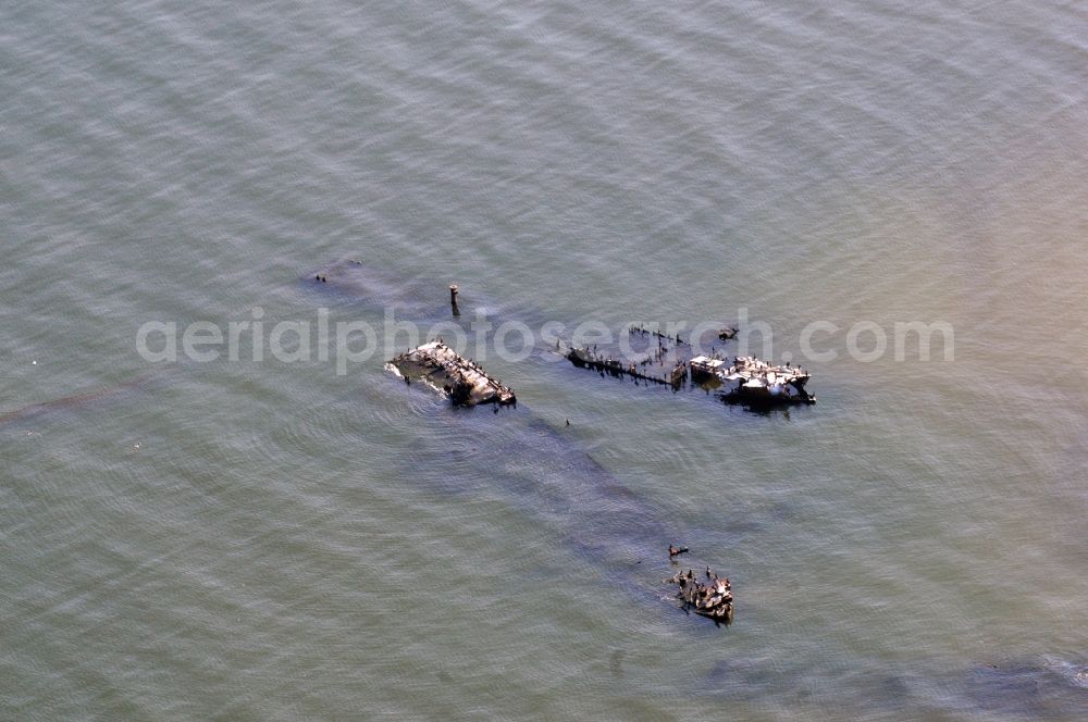 Aerial photograph Peenemünde - Sunk ship wrecks from the Baltic coast of Peenemunde in Mecklenburg-Western Pomerania