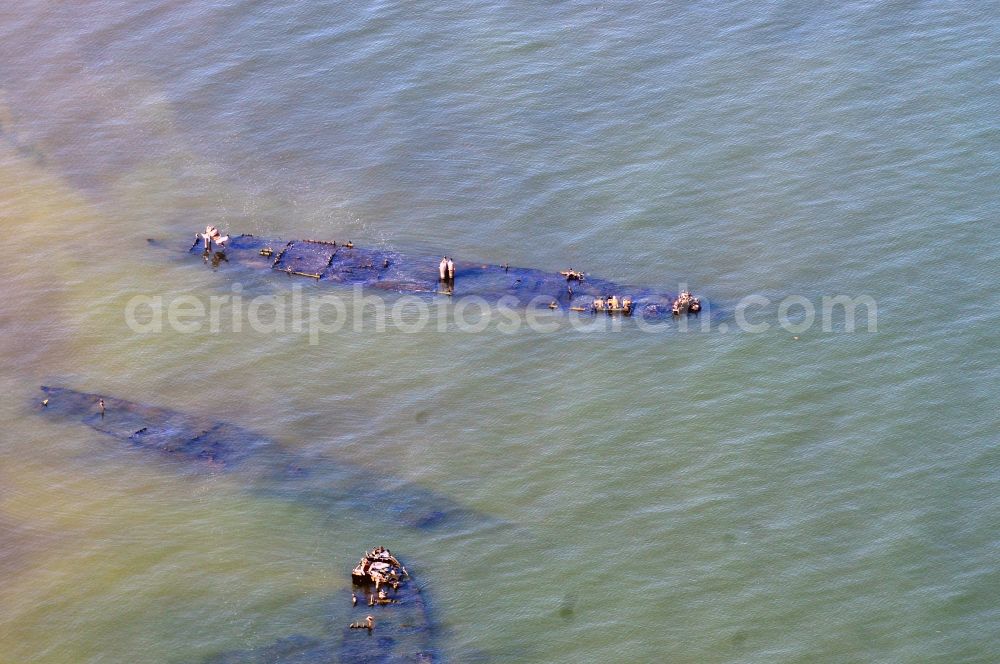 Aerial photograph Peenemünde - Sunk ship wrecks from the Baltic coast of Peenemunde in Mecklenburg-Western Pomerania