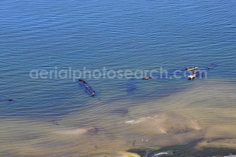 Aerial image Peenemünde - Sunk ship wrecks from the Baltic coast of Peenemunde in Mecklenburg-Western Pomerania