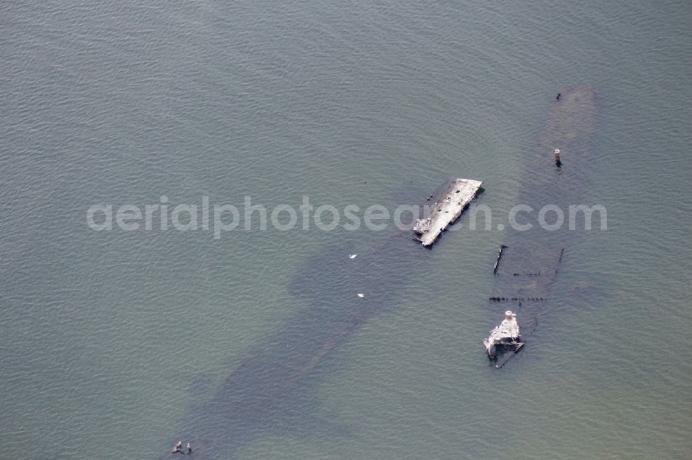 Peenemünde from the bird's eye view: Sunk ship wrecks from the Baltic coast of Peenemunde in Mecklenburg-Western Pomerania