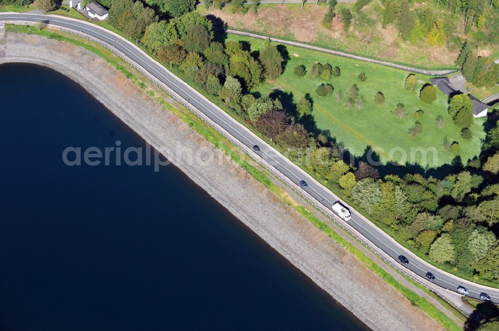 Lüdenscheid from the bird's eye view: View of the Verse Dam in Lüdenscheid in the state North Rhine-Westphalia. The dam is one of the largest in the Sauerland