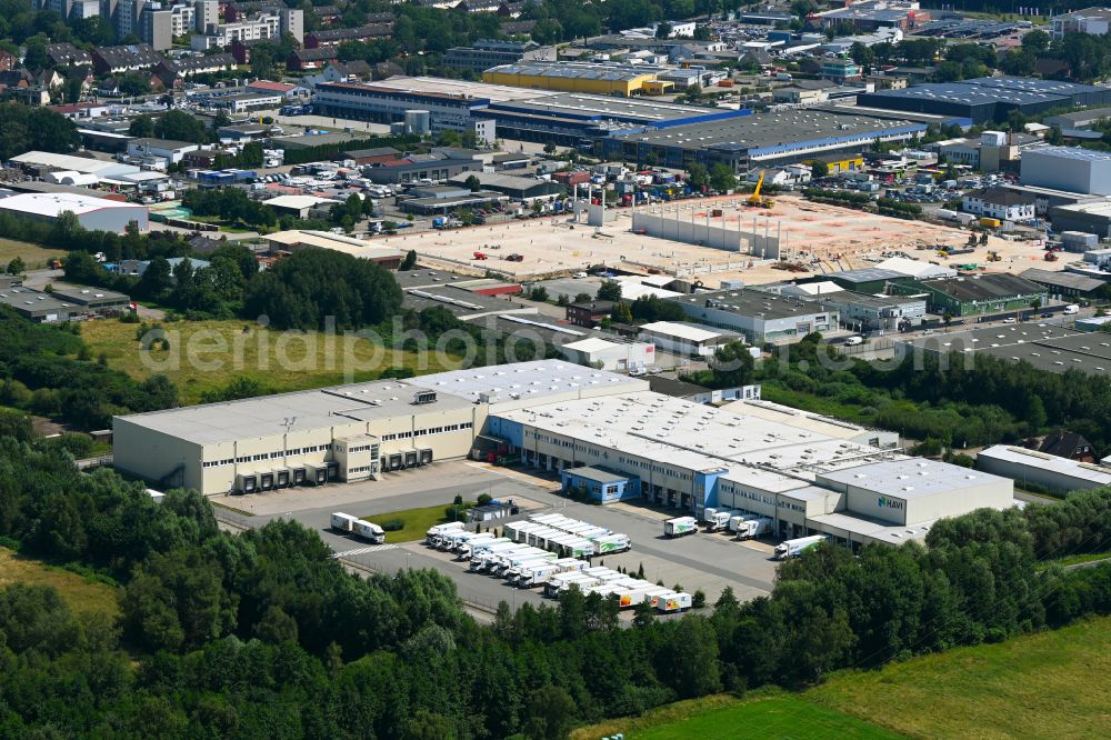 Neu Wulmstorf from the bird's eye view: Building complex and distribution center on the site of HAVI Logistic on street Rudolf-Diesel-Strasse in Neu Wulmstorf in the state Lower Saxony, Germany