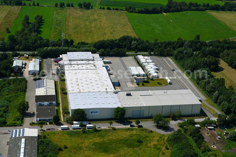 Neu Wulmstorf from above - Building complex and distribution center on the site of HAVI Logistic on street Rudolf-Diesel-Strasse in Neu Wulmstorf in the state Lower Saxony, Germany