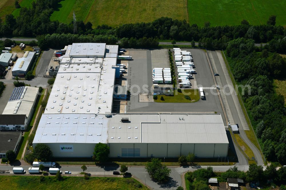 Neu Wulmstorf from the bird's eye view: Building complex and distribution center on the site of HAVI Logistic on street Rudolf-Diesel-Strasse in Neu Wulmstorf in the state Lower Saxony, Germany