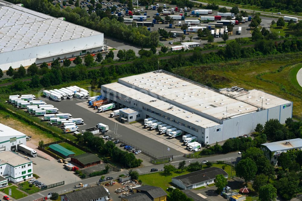 Aerial photograph Bingen am Rhein - Building complex of the distribution center and food logistics center on the premises of HAVI Logistics on the street Am Ockenheimer Graben in the district of Kempten in Bingen am Rhein in the federal state of Rhineland-Palatinate, Germany