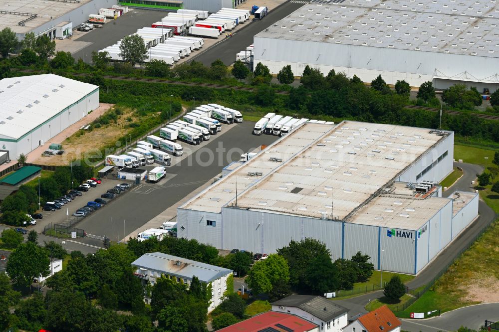 Bingen am Rhein from above - Building complex of the distribution center and food logistics center on the premises of HAVI Logistics on the street Am Ockenheimer Graben in the district of Kempten in Bingen am Rhein in the federal state of Rhineland-Palatinate, Germany