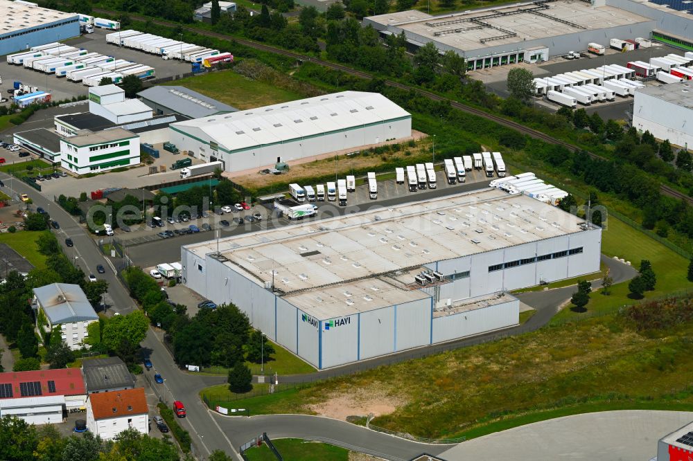 Bingen am Rhein from the bird's eye view: Building complex of the distribution center and food logistics center on the premises of HAVI Logistics on the street Am Ockenheimer Graben in the district of Kempten in Bingen am Rhein in the federal state of Rhineland-Palatinate, Germany