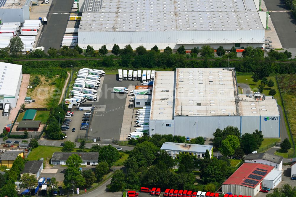 Aerial image Bingen am Rhein - Building complex of the distribution center and food logistics center on the premises of HAVI Logistics on the street Am Ockenheimer Graben in the district of Kempten in Bingen am Rhein in the federal state of Rhineland-Palatinate, Germany