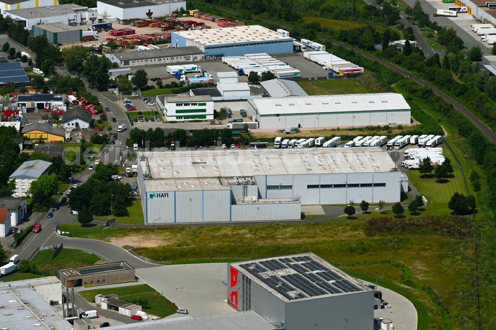 Bingen am Rhein from above - Building complex of the distribution center and food logistics center on the premises of HAVI Logistics on the street Am Ockenheimer Graben in the district of Kempten in Bingen am Rhein in the federal state of Rhineland-Palatinate, Germany